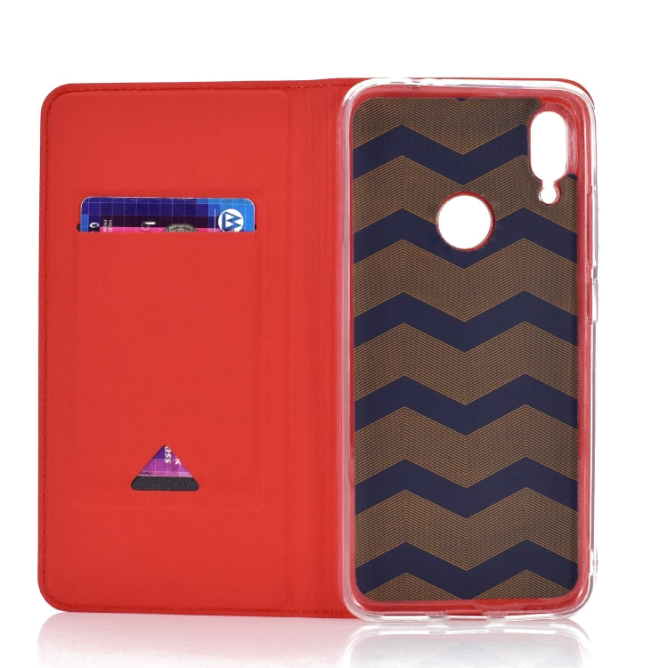 Ultra-thin Voltage Plain Magnetic Suction Card For Xiaomi Redmi Note 7  TPU+PU Mobile Phone Jacket with Chuck and Bracket.