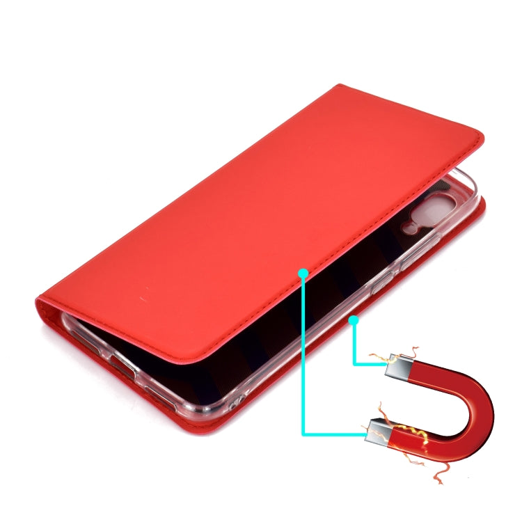 Ultra-thin Voltage Plain Magnetic Suction Card For Xiaomi Redmi Note 7  TPU+PU Mobile Phone Jacket with Chuck and Bracket.
