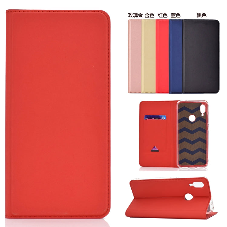 Ultra-thin Voltage Plain Magnetic Suction Card For Xiaomi Redmi Note 7  TPU+PU Mobile Phone Jacket with Chuck and Bracket.