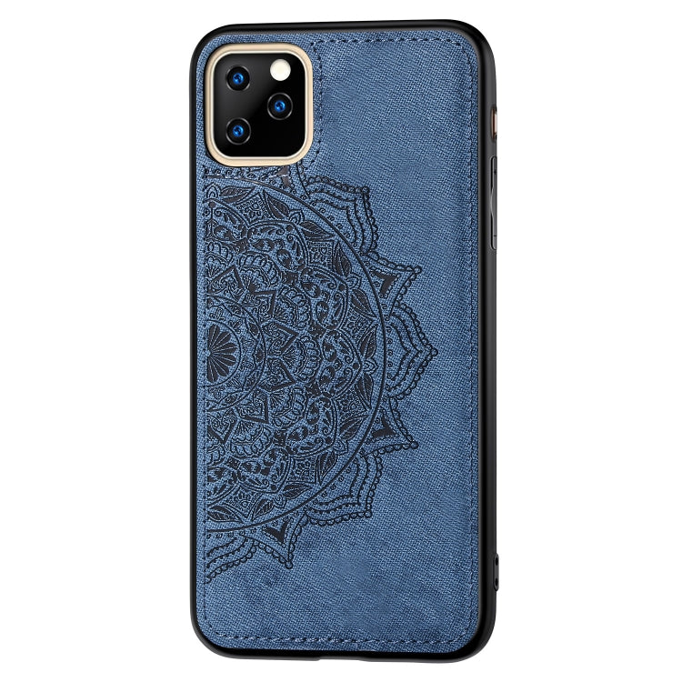 For iPhone 11 Pro Max Embossed Mandala pattern PC + TPU + Fabric Phone Case, with Lanyard & Magnetic