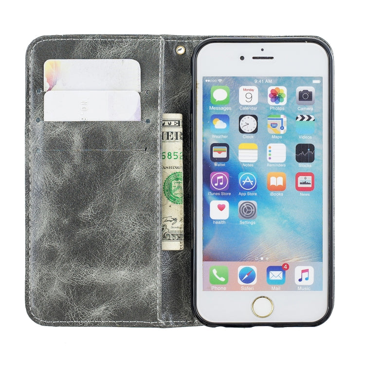 Copper Buckle Nappa Texture Horizontal Flip Leather Case for iPhone 6, with Holder & Card Slots & Wallet
