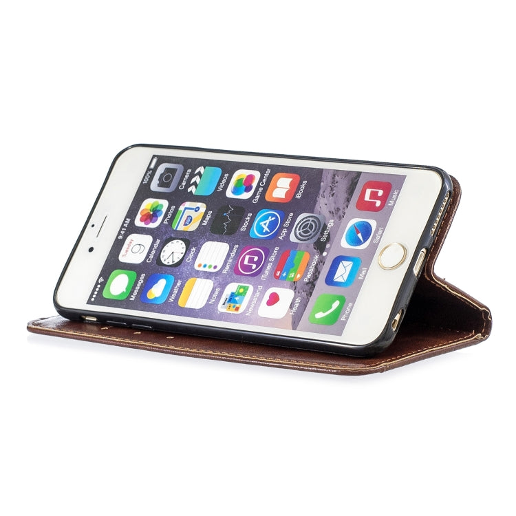 Copper Buckle Nappa Texture Horizontal Flip Leather Case for iPhone 6Plus /  6sPlus, with Holder & Card Slots & Wallet