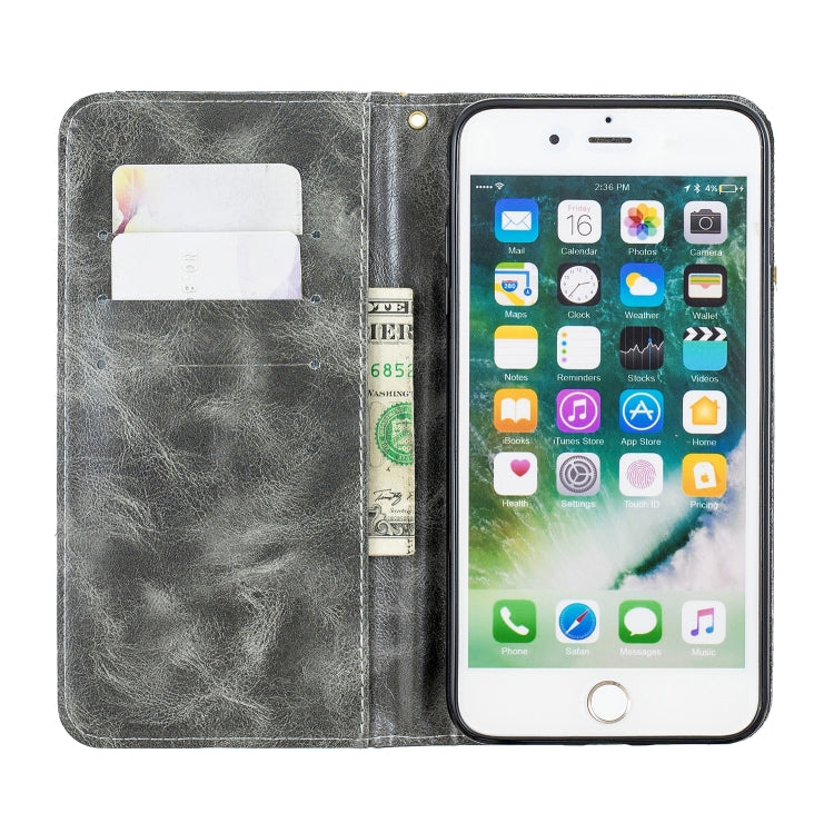 Copper Buckle Nappa Texture Horizontal Flip Leather Case for iPhone 7Plus / 8Plus, with Holder & Card Slots & Wallet