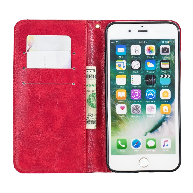Copper Buckle Nappa Texture Horizontal Flip Leather Case for iPhone 7Plus / 8Plus, with Holder & Card Slots & Wallet