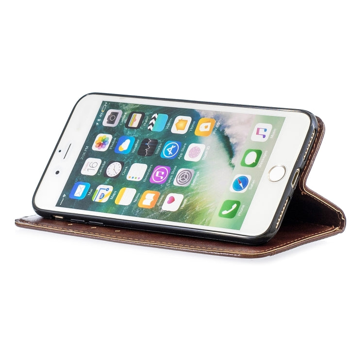 Copper Buckle Nappa Texture Horizontal Flip Leather Case for iPhone 7Plus / 8Plus, with Holder & Card Slots & Wallet