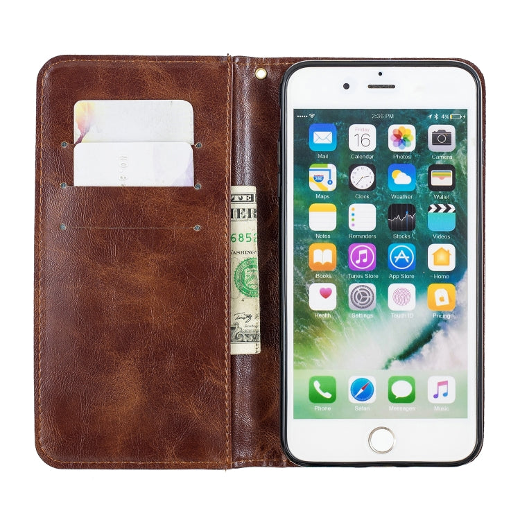 Copper Buckle Nappa Texture Horizontal Flip Leather Case for iPhone 7Plus / 8Plus, with Holder & Card Slots & Wallet