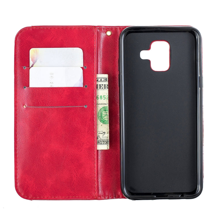 Copper Buckle Nappa Texture Horizontal Flip Leather Case for Galaxy A6, with Holder & Card Slots & Wallet