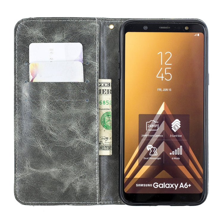 Copper Buckle Nappa Texture Horizontal Flip Leather Case for Galaxy A6 Plus, with Holder & Card Slots & Wallet