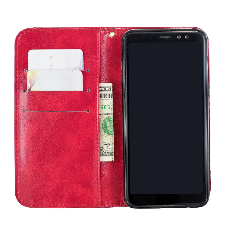 Copper Buckle Nappa Texture Horizontal Flip Leather Case for Galaxy A8 (2018), with Holder & Card Slots & Wallet