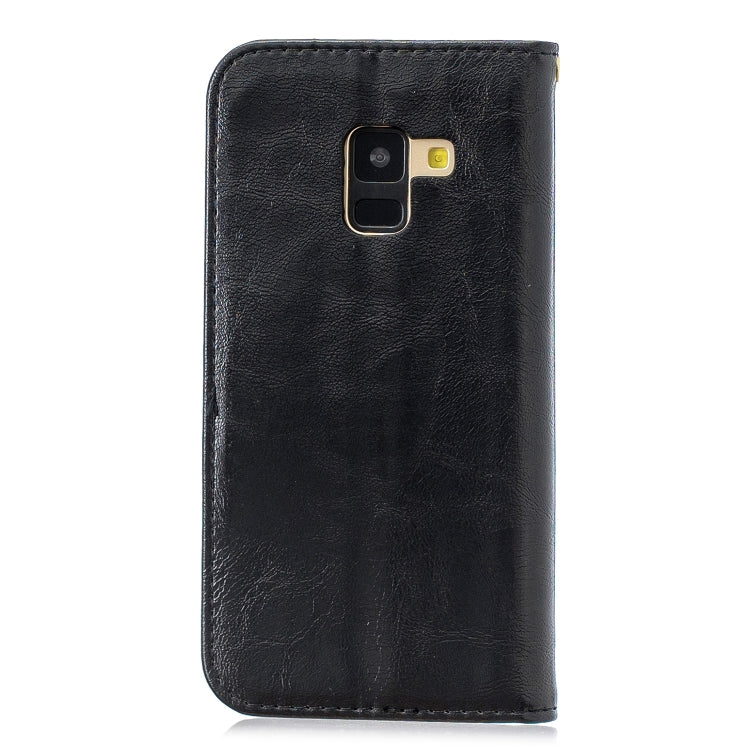 Copper Buckle Nappa Texture Horizontal Flip Leather Case for Galaxy A8 (2018), with Holder & Card Slots & Wallet