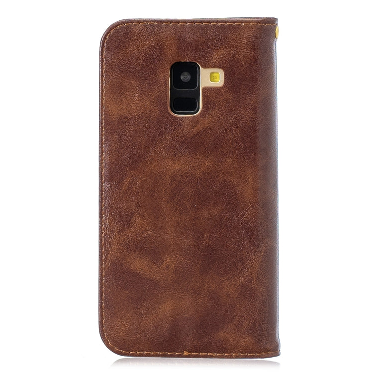 Copper Buckle Nappa Texture Horizontal Flip Leather Case for Galaxy A8 (2018), with Holder & Card Slots & Wallet