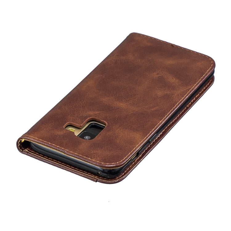 Copper Buckle Nappa Texture Horizontal Flip Leather Case for Galaxy A8 (2018), with Holder & Card Slots & Wallet