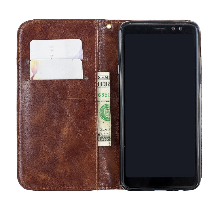 Copper Buckle Nappa Texture Horizontal Flip Leather Case for Galaxy A8 (2018), with Holder & Card Slots & Wallet