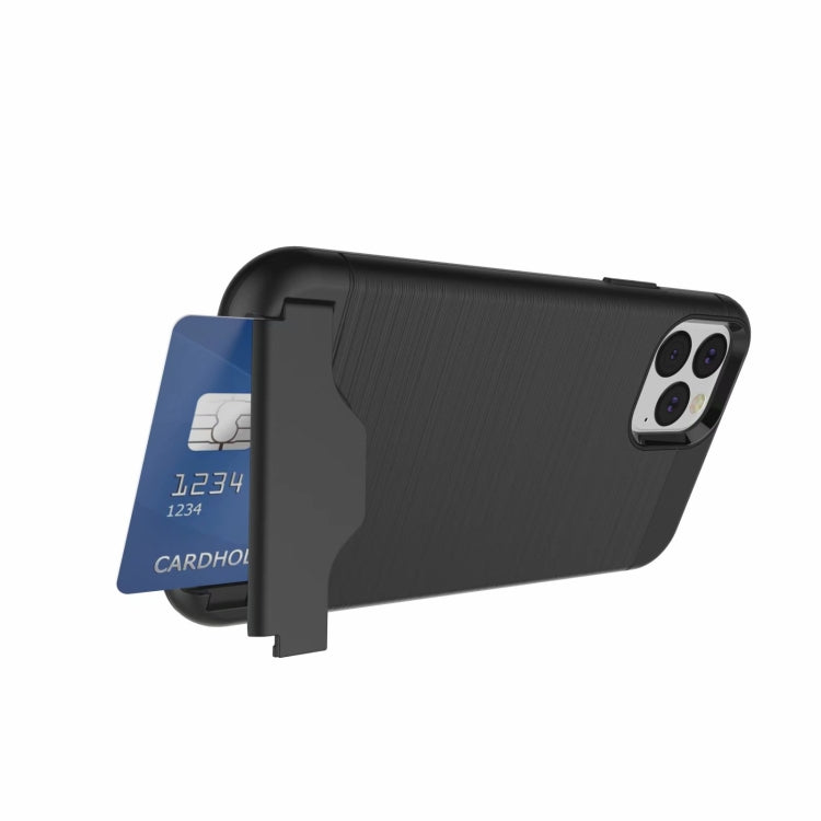 For iPhone 11 Pro Max Ultra-thin TPU+PC Brushed Texture Shockproof Protective Case  , with Holder & Card Slot