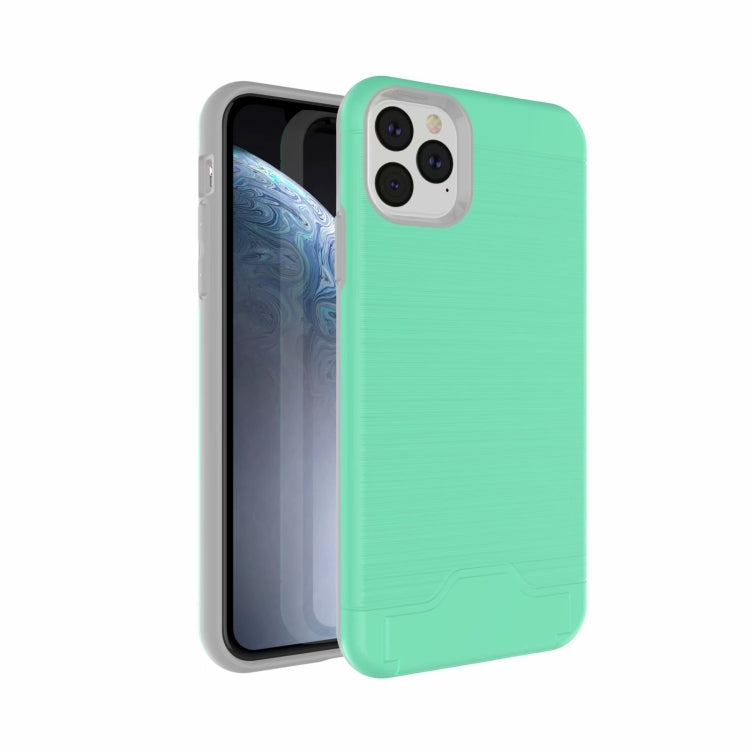 For iPhone 11 Pro Max Ultra-thin TPU+PC Brushed Texture Shockproof Protective Case  , with Holder & Card Slot