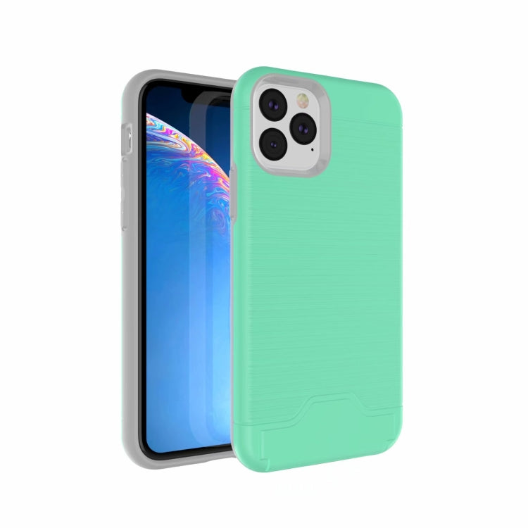For iPhone 11 Pro Ultra-thin TPU+PC Brushed Texture Shockproof Protective Case, with Holder & Card Slot