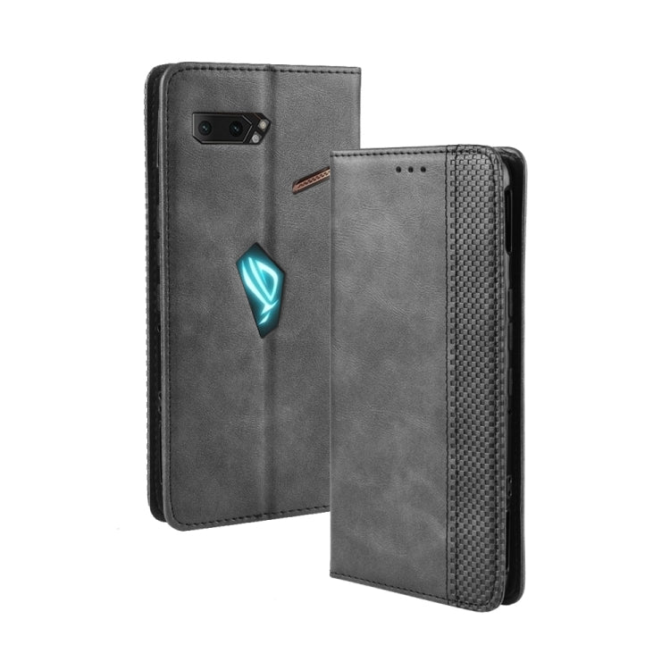 Magnetic Buckle Retro Crazy Horse Texture Horizontal Flip Leather Case for Asus ROG Phone II ZS660KL ,with Holder & Card Slots & Photo Frame