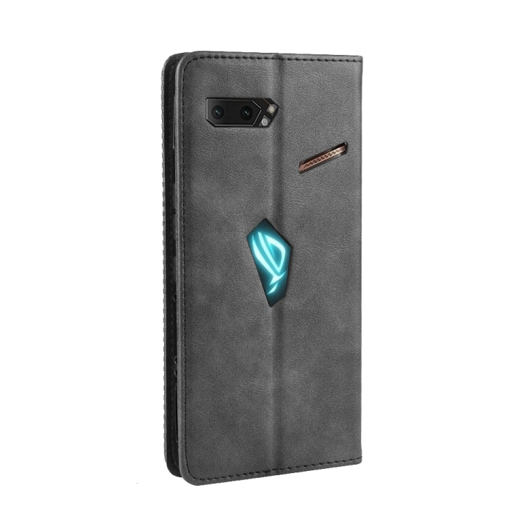Magnetic Buckle Retro Crazy Horse Texture Horizontal Flip Leather Case for Asus ROG Phone II ZS660KL ,with Holder & Card Slots & Photo Frame