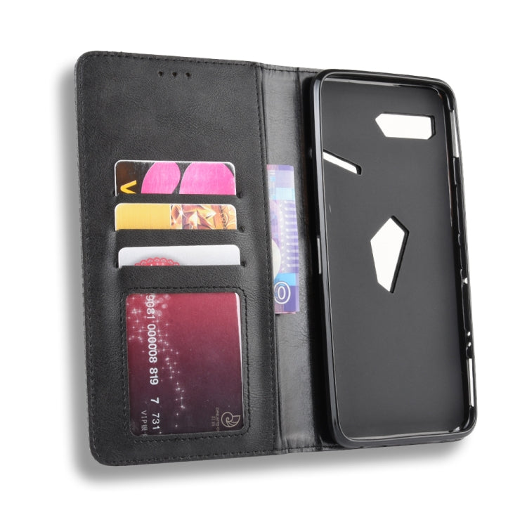 Magnetic Buckle Retro Crazy Horse Texture Horizontal Flip Leather Case for Asus ROG Phone II ZS660KL ,with Holder & Card Slots & Photo Frame