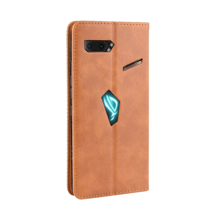 Magnetic Buckle Retro Crazy Horse Texture Horizontal Flip Leather Case for Asus ROG Phone II ZS660KL ,with Holder & Card Slots & Photo Frame