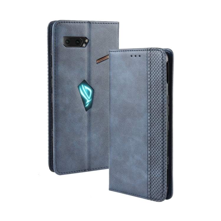 Magnetic Buckle Retro Crazy Horse Texture Horizontal Flip Leather Case for Asus ROG Phone II ZS660KL ,with Holder & Card Slots & Photo Frame