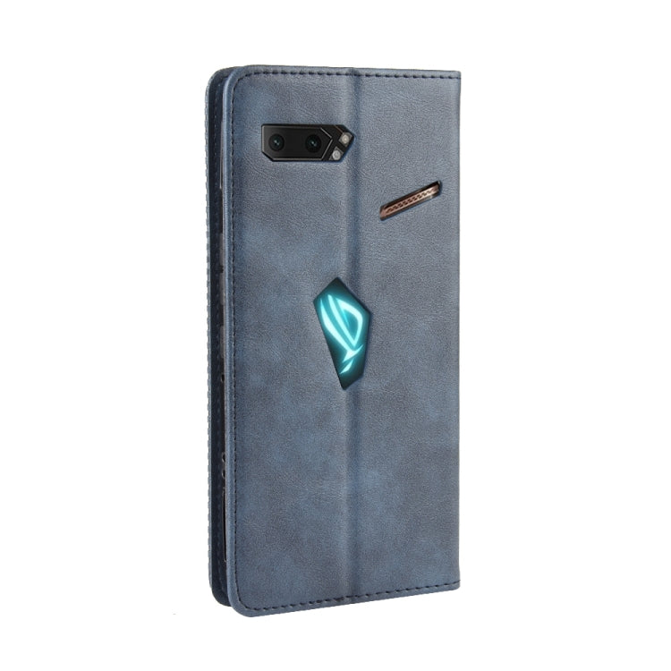 Magnetic Buckle Retro Crazy Horse Texture Horizontal Flip Leather Case for Asus ROG Phone II ZS660KL ,with Holder & Card Slots & Photo Frame