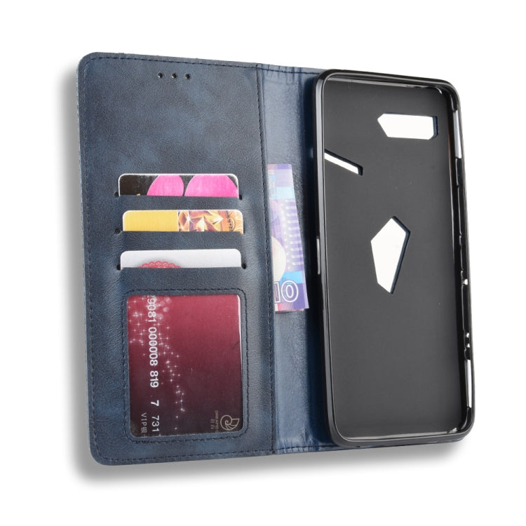 Magnetic Buckle Retro Crazy Horse Texture Horizontal Flip Leather Case for Asus ROG Phone II ZS660KL ,with Holder & Card Slots & Photo Frame