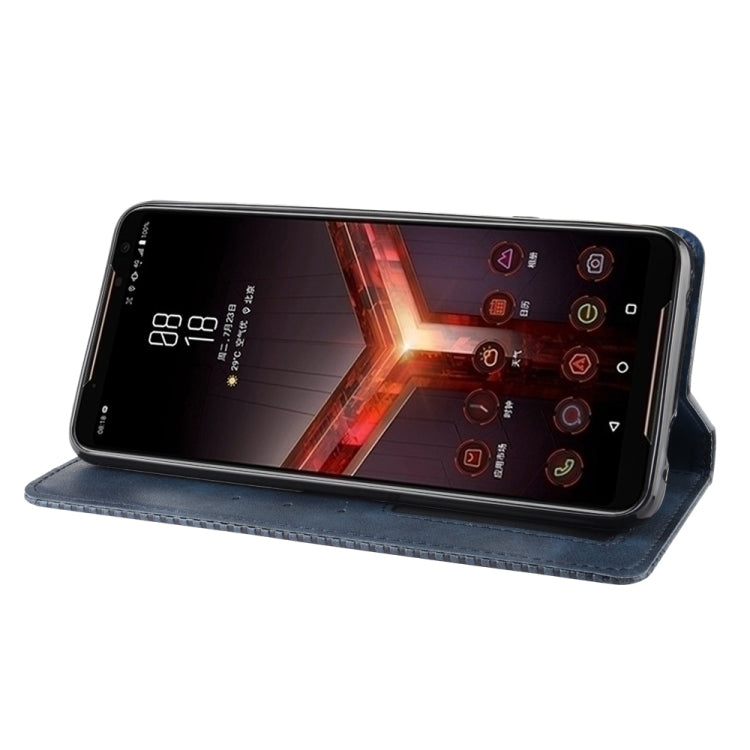 Magnetic Buckle Retro Crazy Horse Texture Horizontal Flip Leather Case for Asus ROG Phone II ZS660KL ,with Holder & Card Slots & Photo Frame