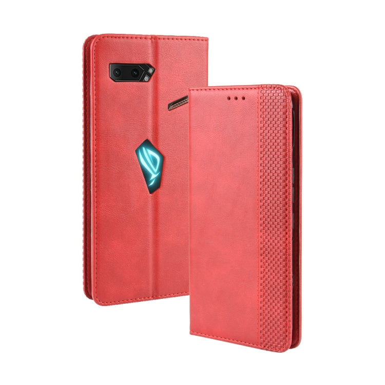 Magnetic Buckle Retro Crazy Horse Texture Horizontal Flip Leather Case for Asus ROG Phone II ZS660KL ,with Holder & Card Slots & Photo Frame