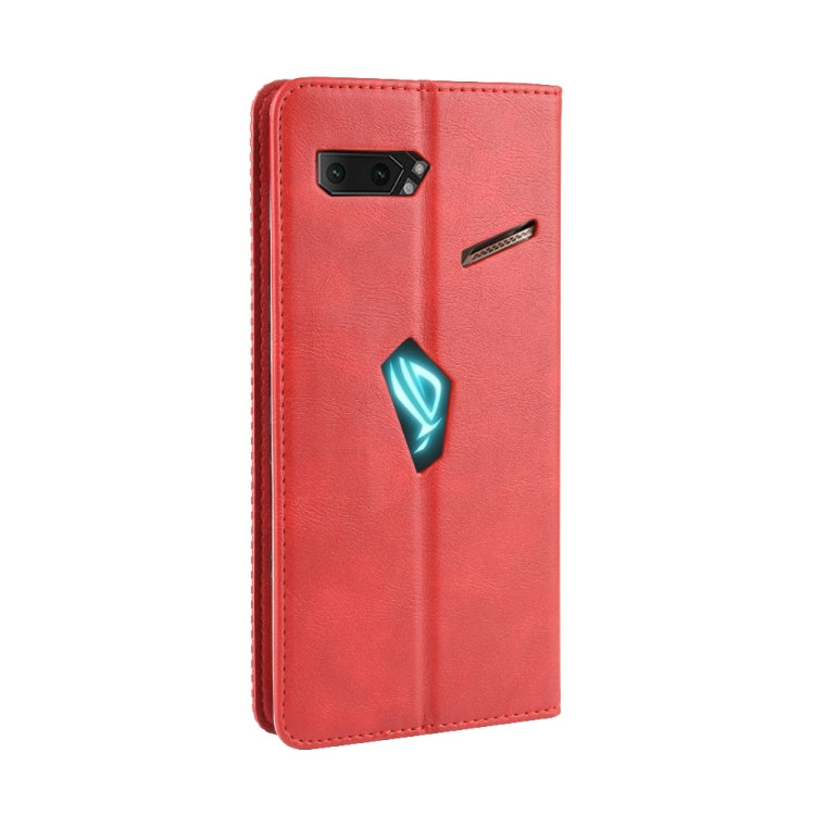 Magnetic Buckle Retro Crazy Horse Texture Horizontal Flip Leather Case for Asus ROG Phone II ZS660KL ,with Holder & Card Slots & Photo Frame