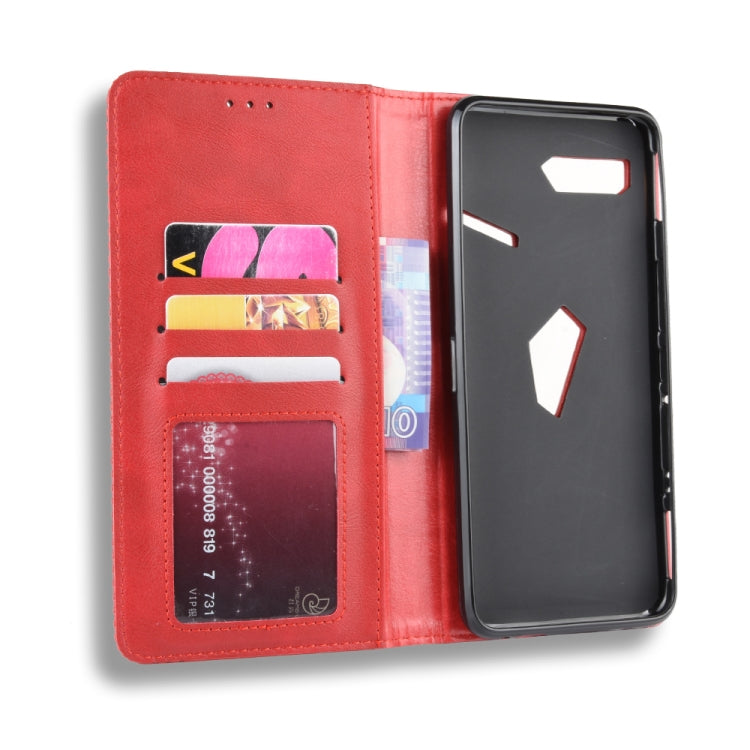 Magnetic Buckle Retro Crazy Horse Texture Horizontal Flip Leather Case for Asus ROG Phone II ZS660KL ,with Holder & Card Slots & Photo Frame