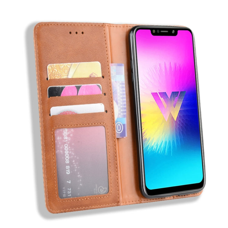 Magnetic Buckle Retro Crazy Horse Texture Horizontal Flip Leather Case for LG W10,with Holder & Card Slots & Photo Frame