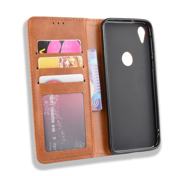 Magnetic Buckle Retro Crazy Horse Texture Horizontal Flip Leather Case for Motorola Moto E6,with Holder & Card Slots & Photo Frame