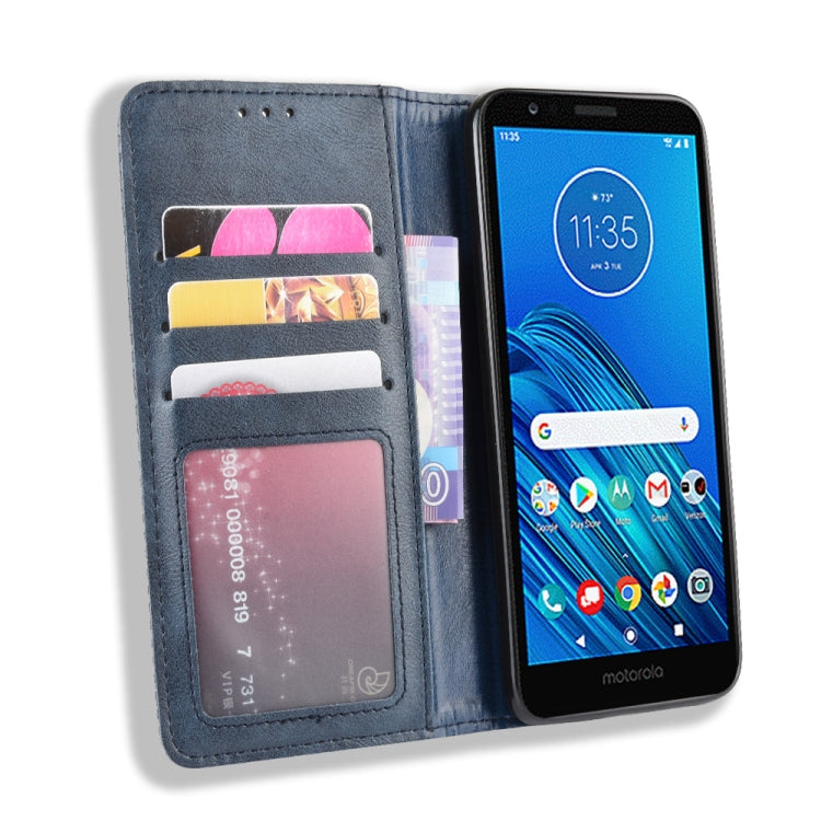 Magnetic Buckle Retro Crazy Horse Texture Horizontal Flip Leather Case for Motorola Moto E6,with Holder & Card Slots & Photo Frame