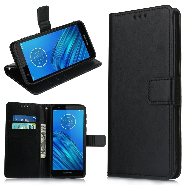 Retro Crazy Horse Texture Horizontal Flip Leather Case for Motorola Moto E6 , with Holder & Card Slots & Photo Frame