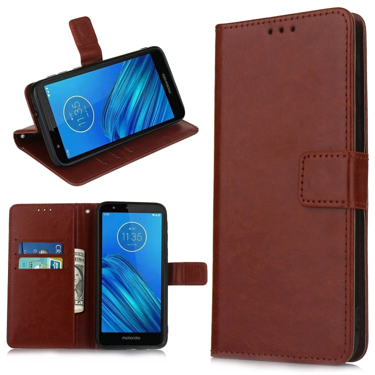 Retro Crazy Horse Texture Horizontal Flip Leather Case for Motorola Moto E6 , with Holder & Card Slots & Photo Frame