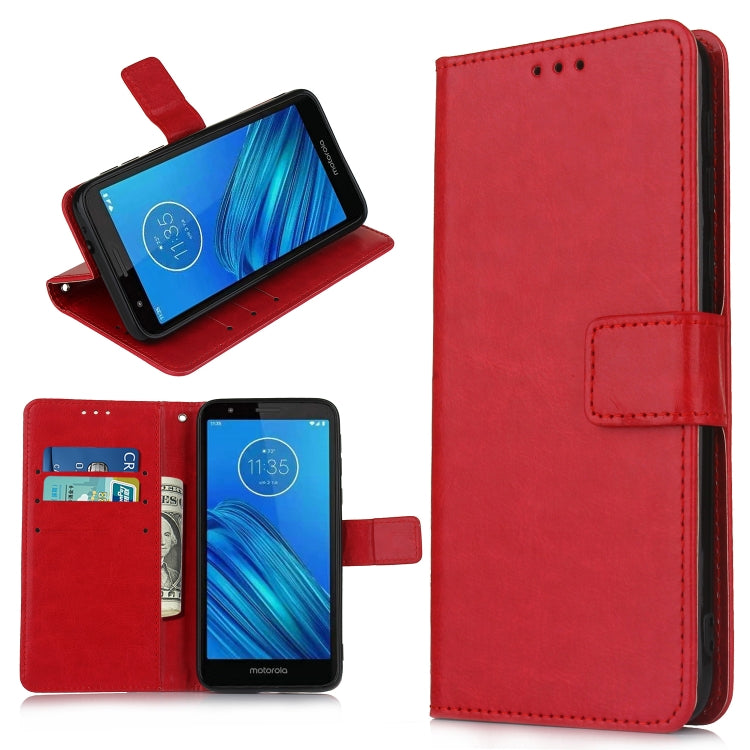 Retro Crazy Horse Texture Horizontal Flip Leather Case for Motorola Moto E6 , with Holder & Card Slots & Photo Frame