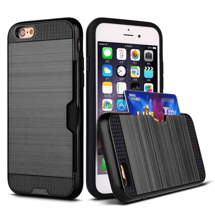 Ultra-thin TPU+PC Brushed Texture Shockproof Protective Case with Card Slot for iPhone 6 / 6s