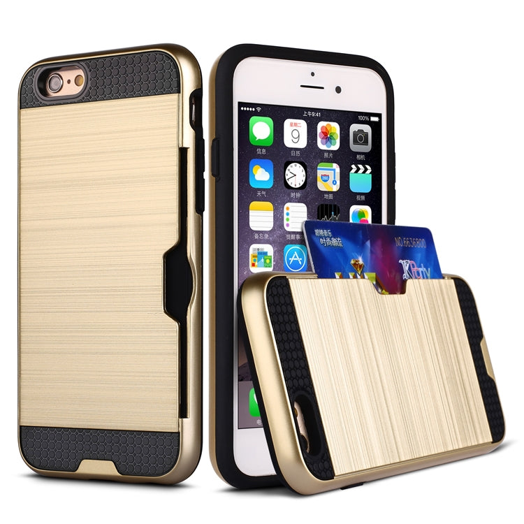 Ultra-thin TPU+PC Brushed Texture Shockproof Protective Case with Card Slot for iPhone 6 / 6s