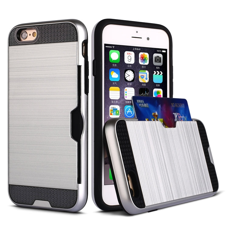 Ultra-thin TPU+PC Brushed Texture Shockproof Protective Case with Card Slot for iPhone 6 / 6s