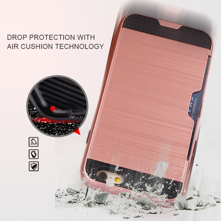 Ultra-thin TPU+PC Brushed Texture Shockproof Protective Case with Card Slot for iPhone 6 / 6s