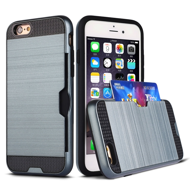Ultra-thin TPU+PC Brushed Texture Shockproof Protective Case with Card Slot for iPhone 6 / 6s