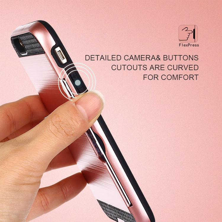 Ultra-thin TPU+PC Brushed Texture Shockproof Protective Case with Card Slot for iPhone 6 / 6s
