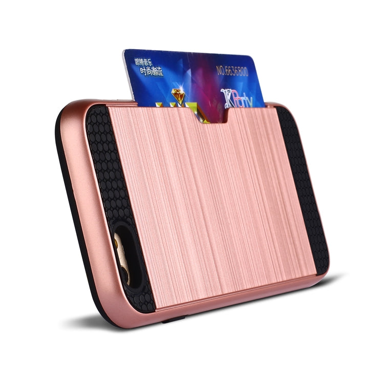 Ultra-thin TPU+PC Brushed Texture Shockproof Protective Case with Card Slot for iPhone 6 Plus / 6s Plus