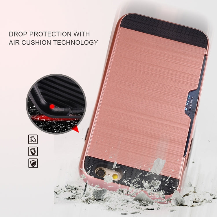Ultra-thin TPU+PC Brushed Texture Shockproof Protective Case with Card Slot for iPhone 6 Plus / 6s Plus