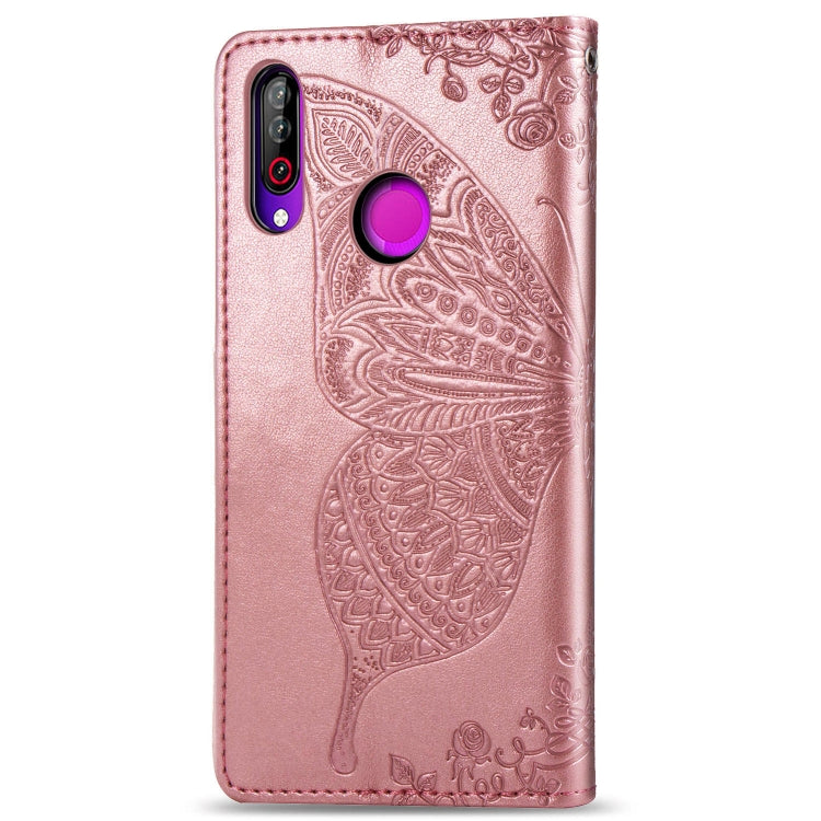 Butterfly Love Flowers Embossing Horizontal Flip Leather Case For LG W30  with Holder & Card Slots & Wallet & Lanyard