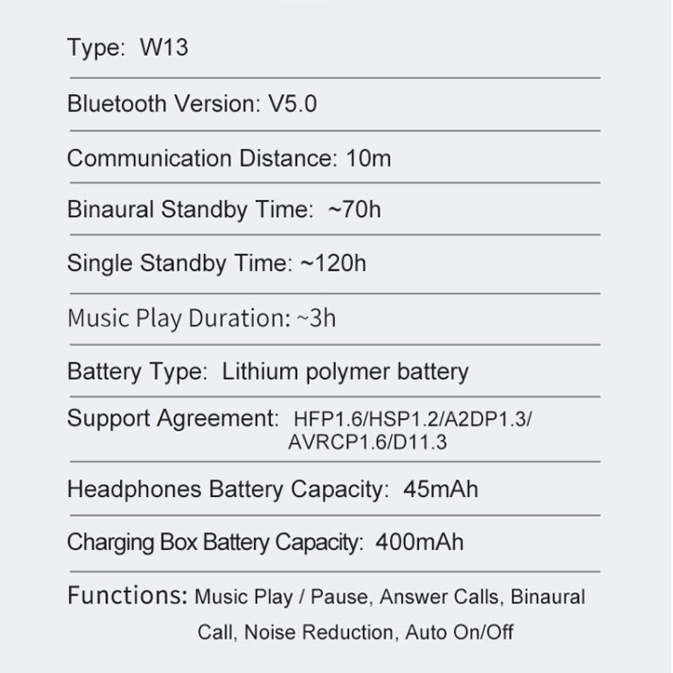 OneDer W13 True Wireless Stereo Earphone Realteck 5.0 Bluetooth Chipset 450mah Charging Box TWS Earbuds