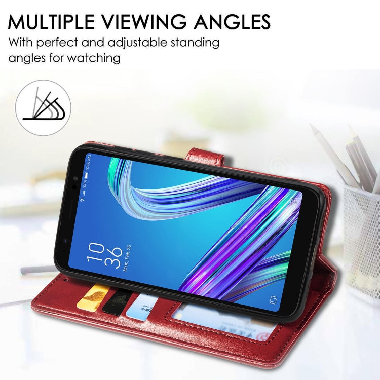 Retro Solid Color Leather Buckle Mobile Phone Protection Leather Case with Lanyard & Photo Frame & Card Slot & Wallet & Bracket Function for ASUS ZenFone Live (L1) ZA550KL