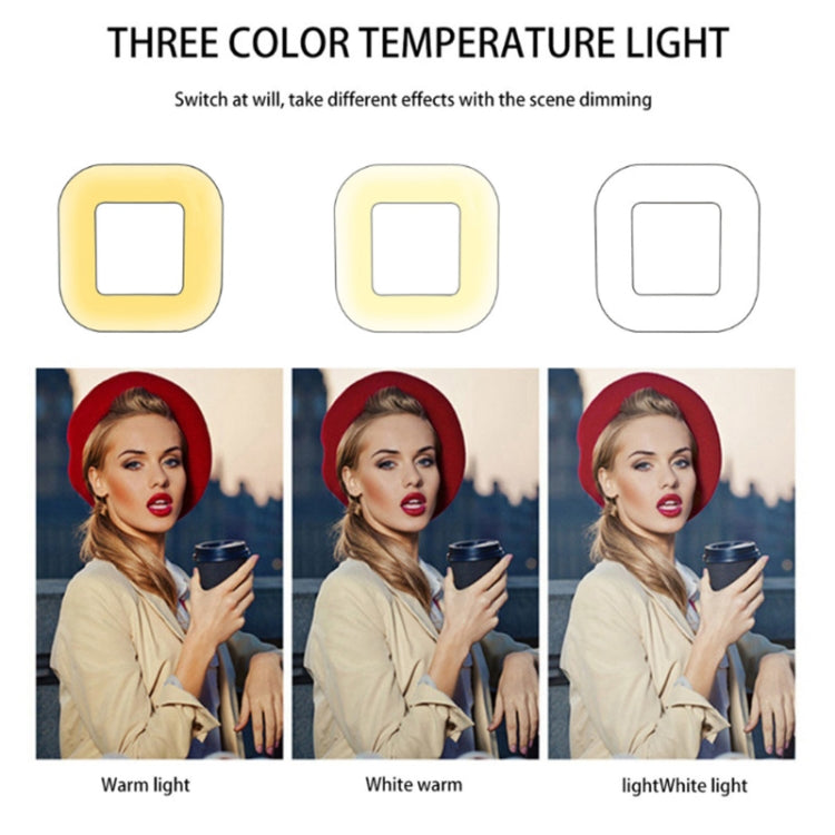 XWJ-D35B 28cm Dimmable LED Square Light With Tripod Net Red Live Fill Light Mobile Phone Bracket