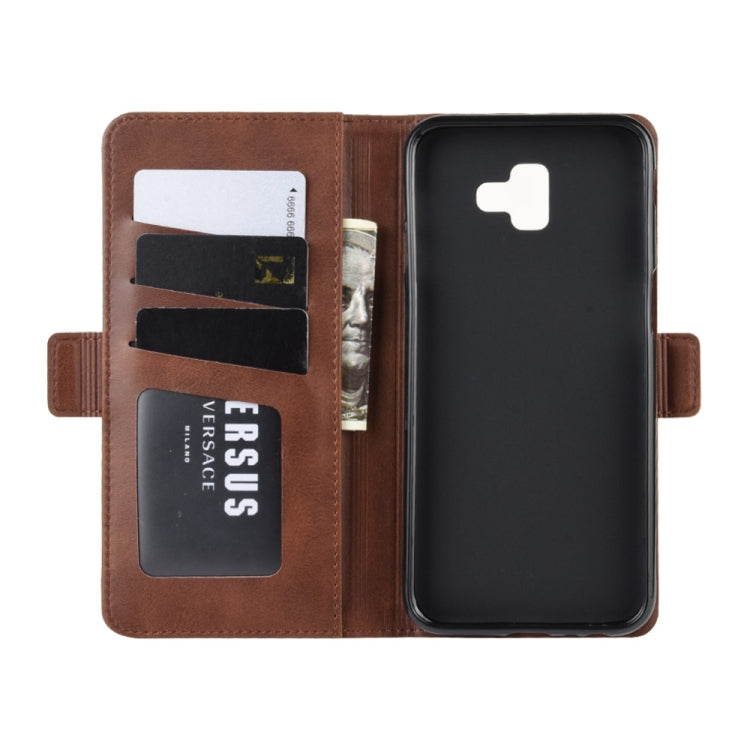 Dual-side Magnetic Buckle Horizontal Flip Leather Case for Galaxy J6+, with Holder & Card Slots & Wallet & Photo Frame